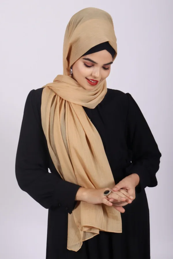 Matt Gold Shimmer Chiffon Hijab - Image 2