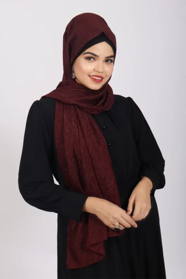 Maroon Shimmer Chiffon Hijab - Image 1