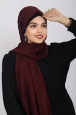 Maroon Shimmer Chiffon Hijab - Image 2