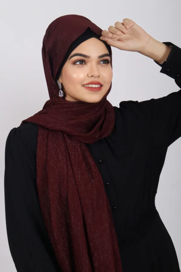 Maroon Shimmer Chiffon Hijab - Image 2