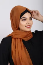 Golden Brown Shimmer Chiffon Hijab - Image 2