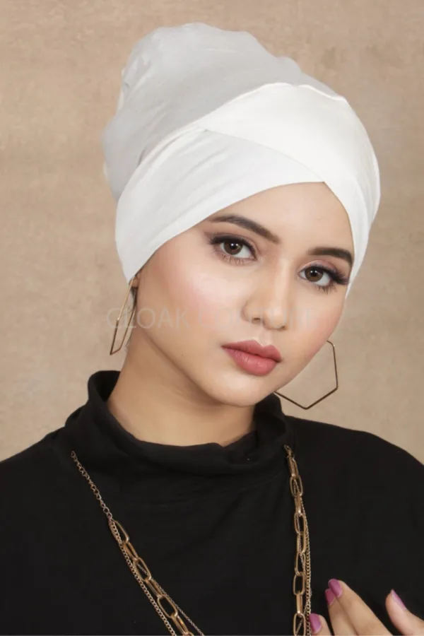 IMG_4341-scaled-1.jpg Cream White Criss Cross Tube Hijab Cap - Image 1