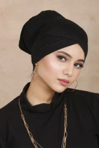 Black Criss Cross Tube Hijab Cap