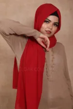 Cherry Red Premium Chiffon Hijab - Image 2