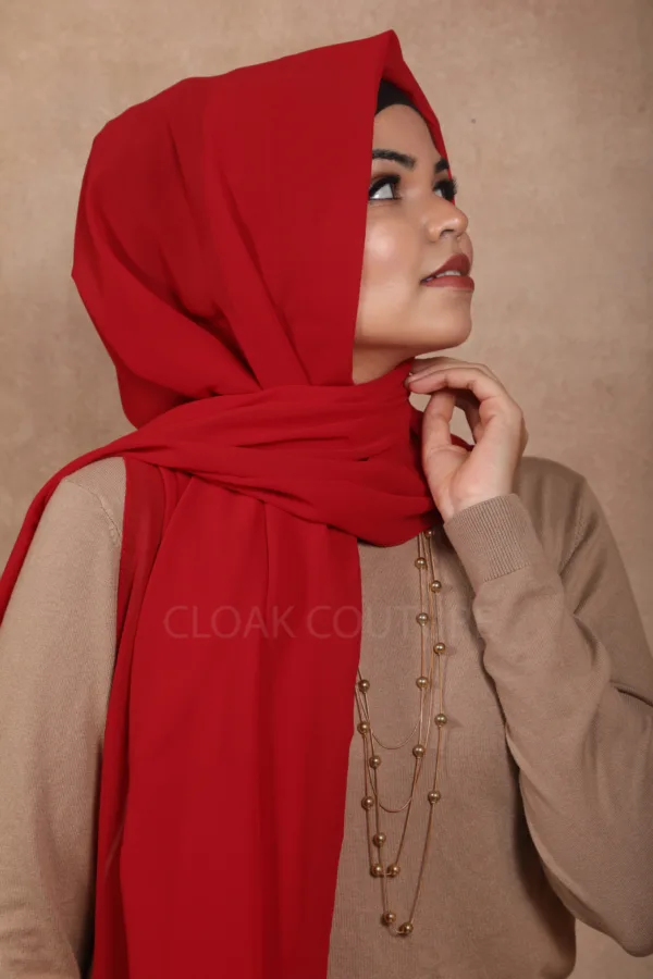 Cherry Red Premium Chiffon Hijab - Image 3
