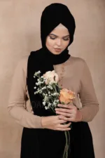 Jet Black Premium Chiffon Hijab - Image 2