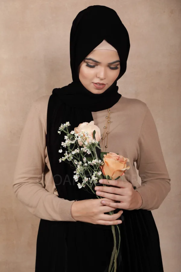 Jet Black Premium Chiffon Hijab - Image 2
