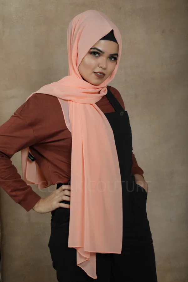 Peach Premium Chiffon Hijab - Image 2