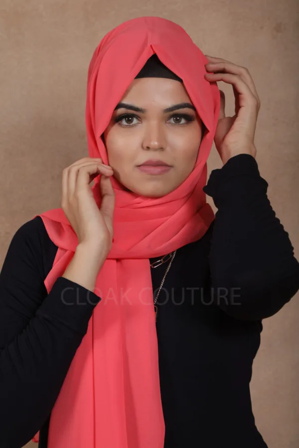Coral Premium Chiffon Hijab - Image 3