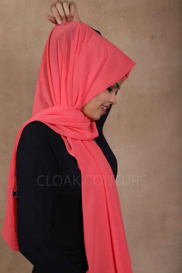 Coral Premium Chiffon Hijab - Image 2
