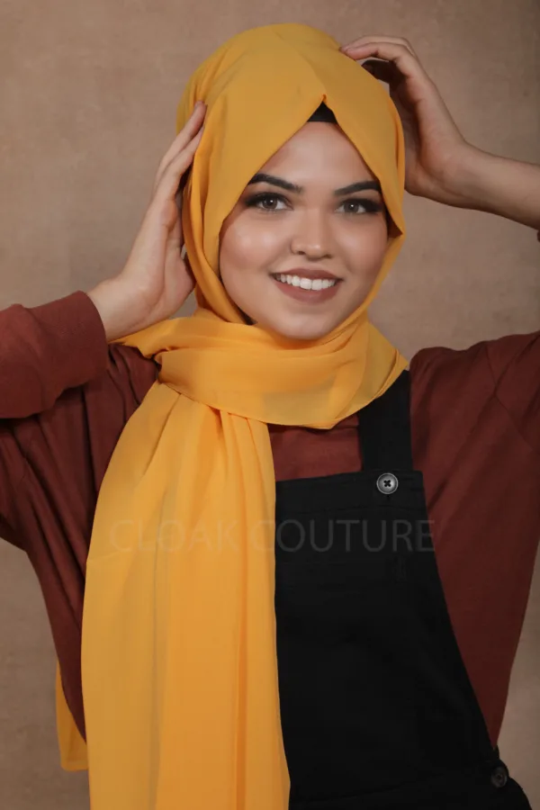 Mango Yellow Premium Chiffon Hijab - Image 3