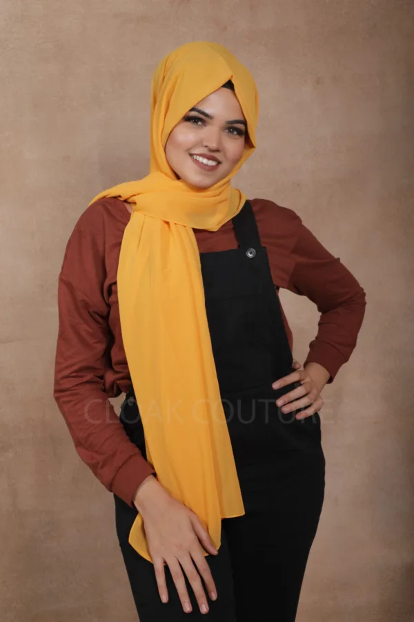 Mango Yellow Premium Chiffon Hijab - Image 2