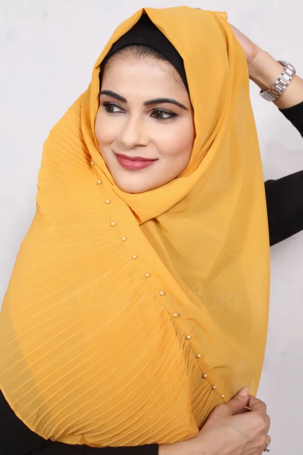 Alphonso  Pleated Pearl Hijab - Image 2