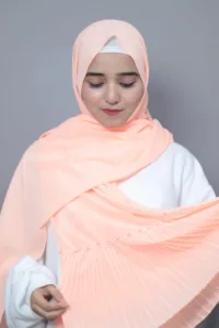 Peach Pop  Pleated Pearl Hijab