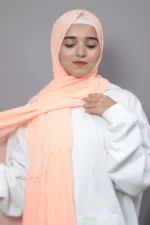 Peach Pop  Pleated Pearl Hijab - Image 2