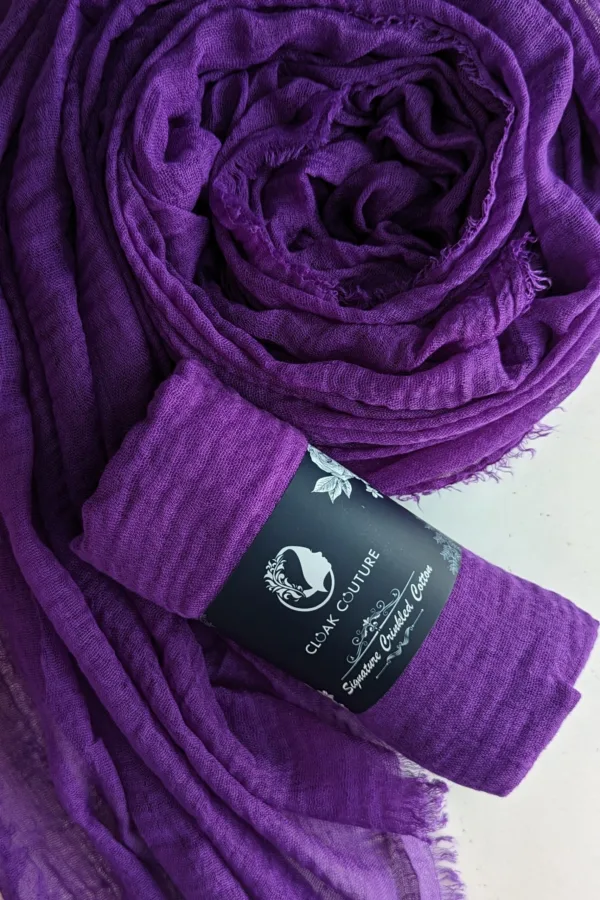 Violet Crinkled Cotton Hijab - Image 1