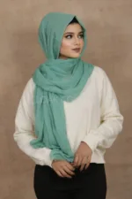 Sea Foam Crinkled Cotton Hijab - Image 2