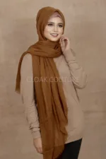 Caramel Crinkled Cotton Hijab - Image 2