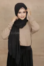 Black Crinkled Cotton Hijab
