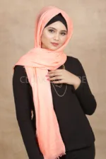 Peach Crinkled Cotton Hijab - Image 2