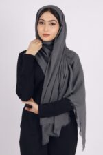 Shadow Grey Premium Crinkled Cotton Hijab - Image 3