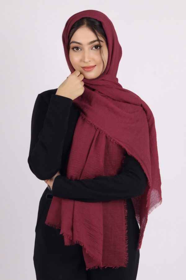 Maroon Premium Crinkled Cotton Hijab - Image 3