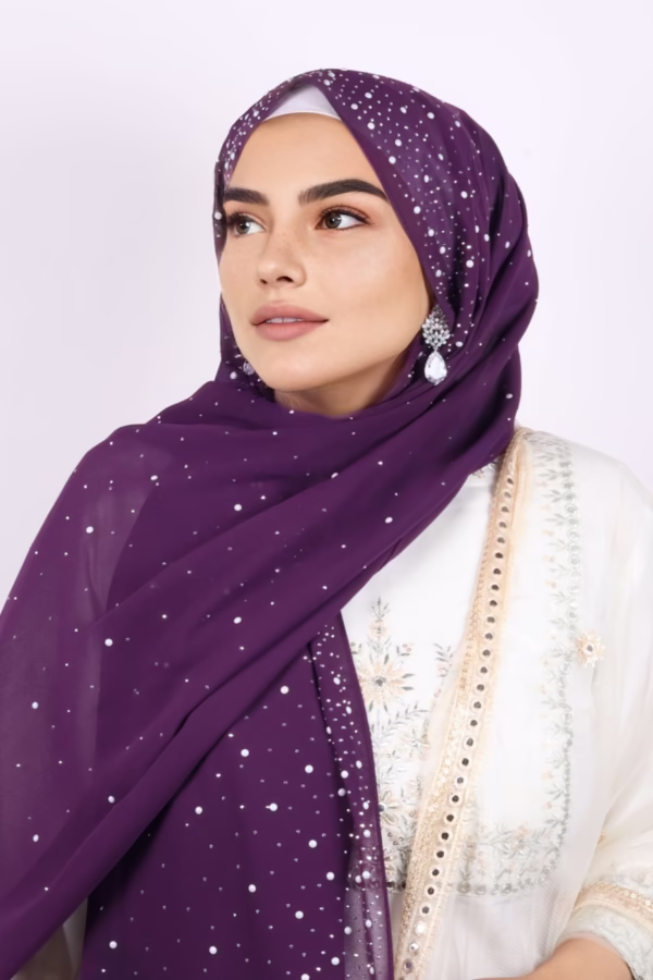 Mauve Moon Drop Chiffon Hijab - Image 2