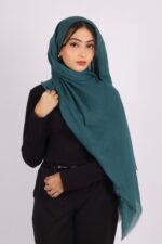 Teal Premium Crinkled Cotton Hijab - Image 3