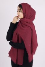 Maroon Premium Crinkled Cotton Hijab - Image 2
