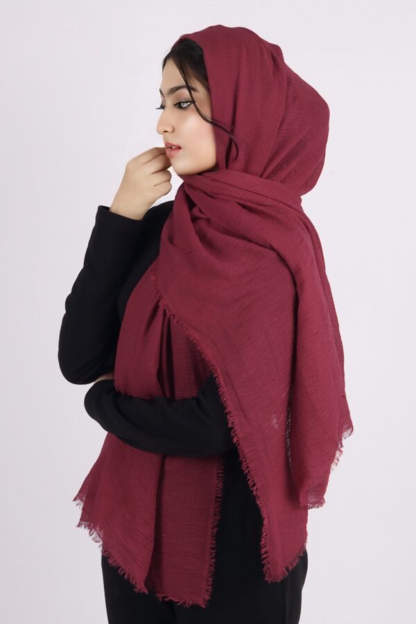 Maroon Premium Crinkled Cotton Hijab - Image 2