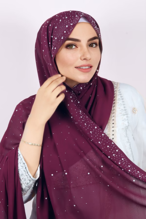 Plum Moon Drop Chiffon Hijab - Image 2
