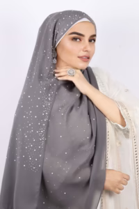 Grey Moon Drop Chiffon Hijab