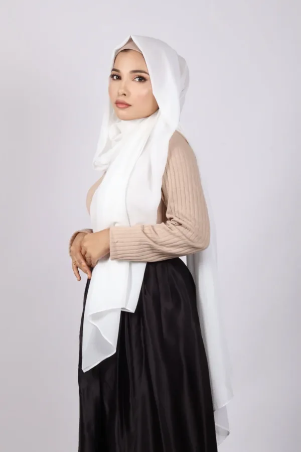 Pearl White Premium chiffon Hijab - Image 2