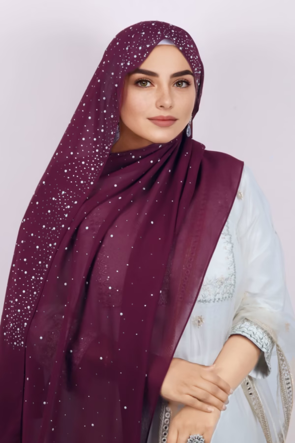 Plum Moon Drop Chiffon Hijab - Image 3