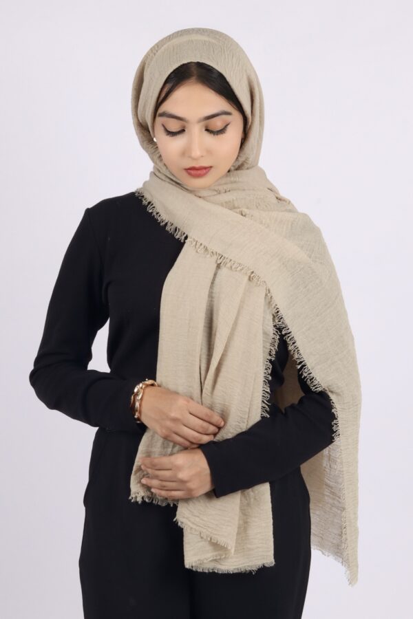 Bleeker Beige Premium Crinkled Cotton Hijab - Image 2