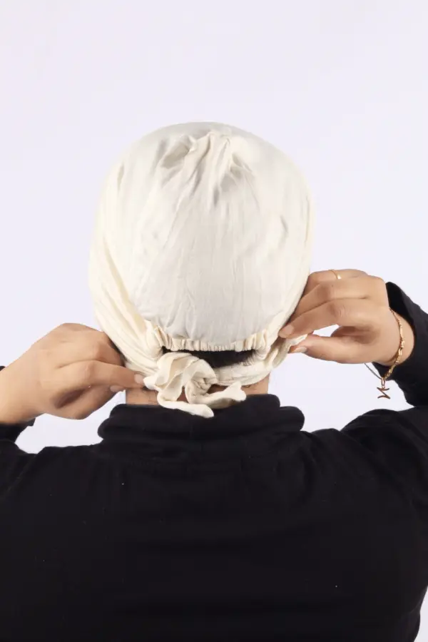 Cream Cheese Comfort Fit Tie Back Hijab Cap - Image 2