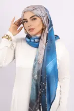 Ocean Splash Printed Modal Hijab - Image 6