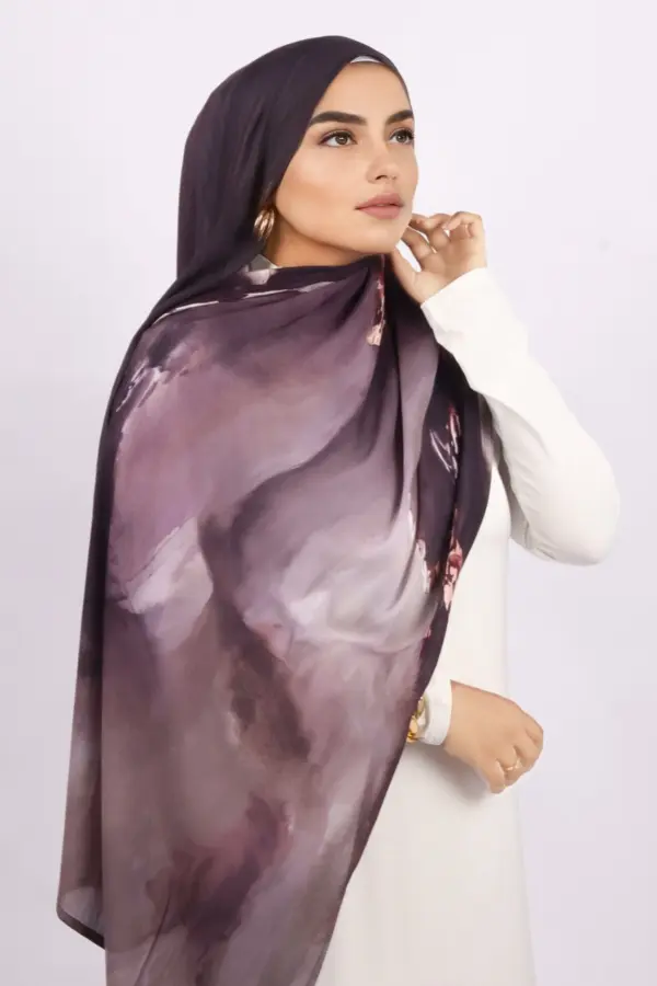 Regal Bloom Printed Modal Hijab - Image 2