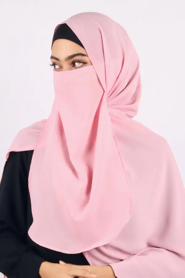 1C0C03EB-DB73-4EC9-AF2E-3F3D383C8E3F Rose Blush Medina Chiffon Half-Niqab - Image 1