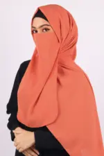 Rust Orange Medina Chiffon Hijab & Niqab Set