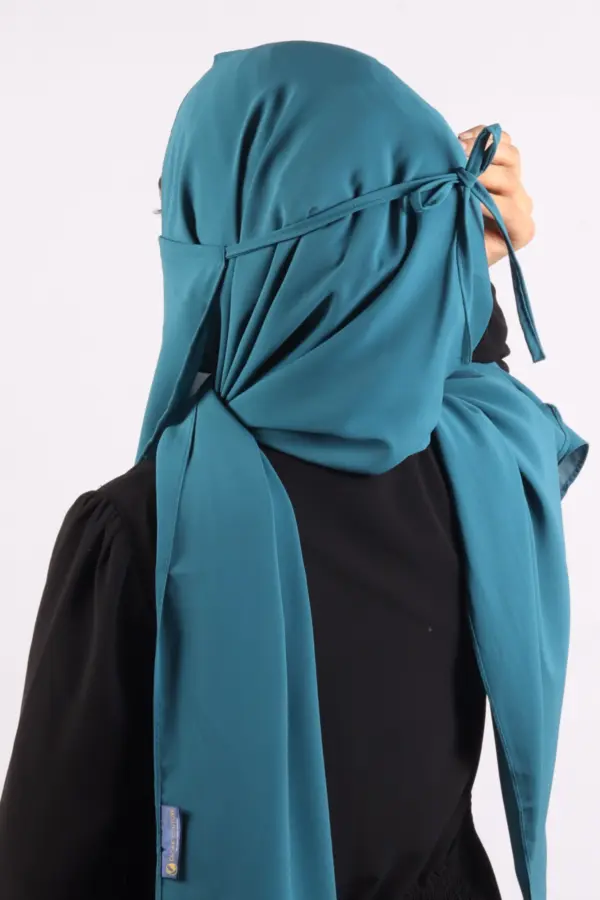 Teal Medina Chiffon Hijab & Niqab Set - Image 2