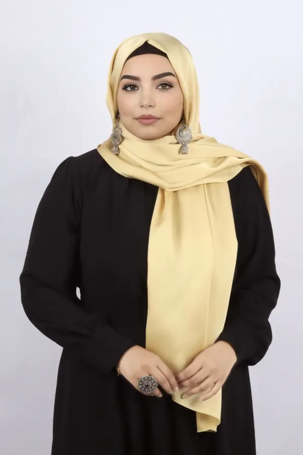 Soft Gold Turkish Silk Hijab - Image 2