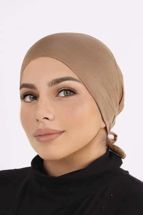 Nude Beige Comfort Fit Tie Back Hijab Cap - Image 1