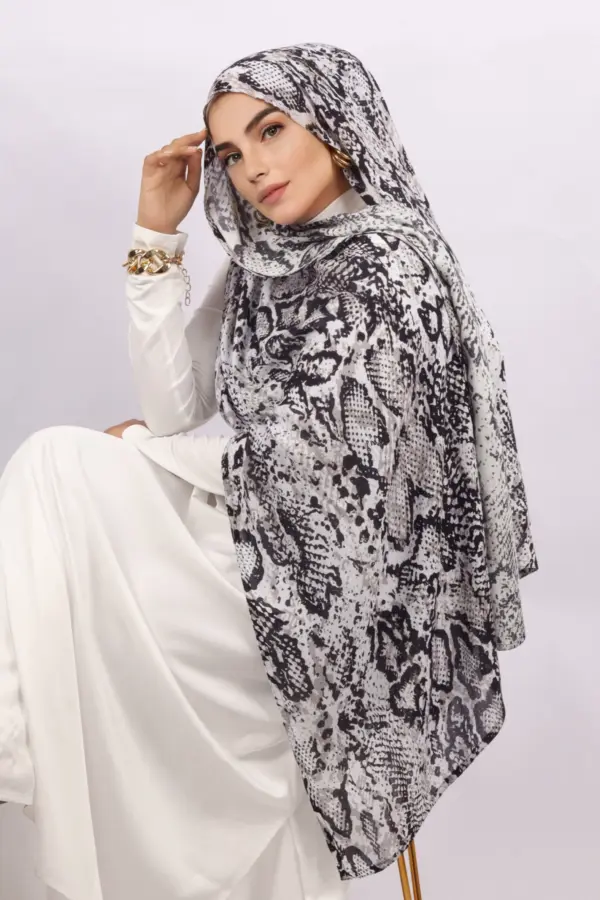 2BE24A9E-FABF-434F-AD43-26BC0C3B76A6 Serpents Tale Modal Snake Print Hijab - Image 1