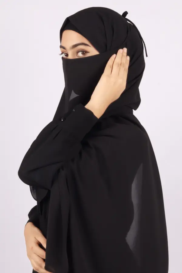 Black Medina Chiffon Hijab & Niqab Set - Image 4