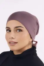 Mauve Comfort Fit Tie Back Hijab Cap