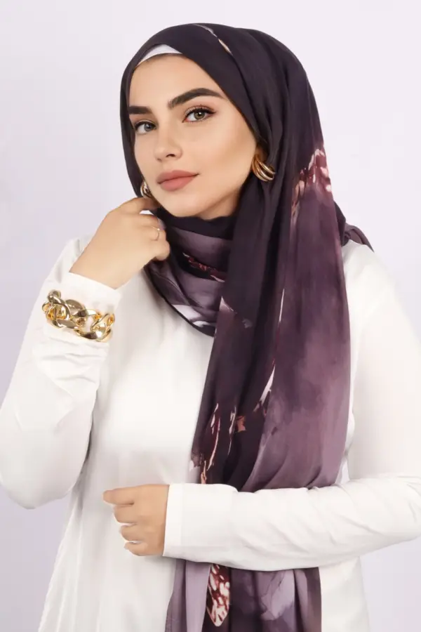 Regal Bloom Printed Modal Hijab - Image 3
