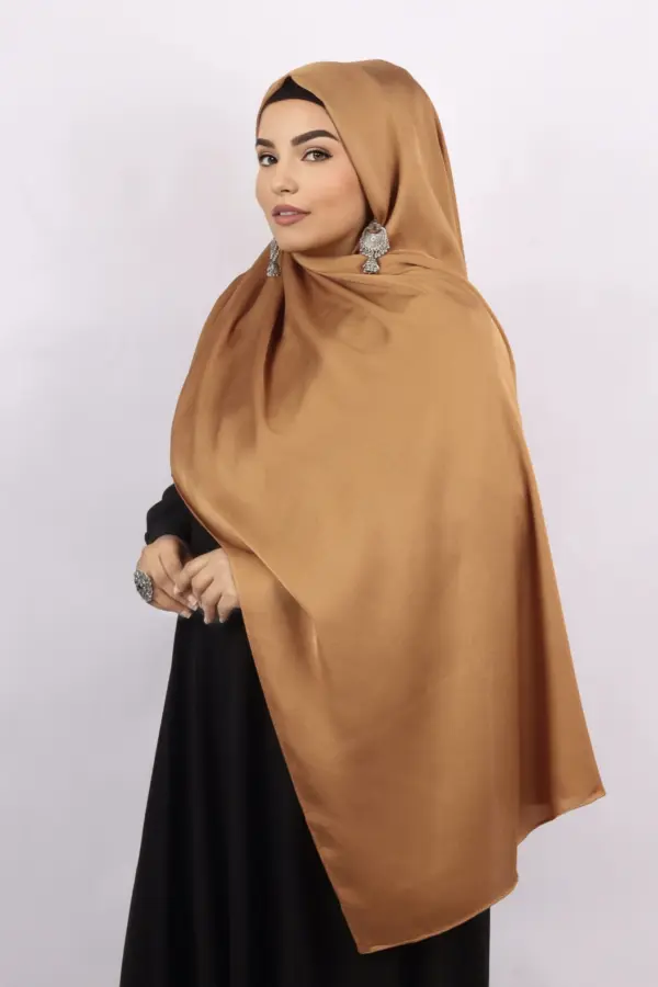 Caramel Gold Turkish Silk Hijab - Image 2