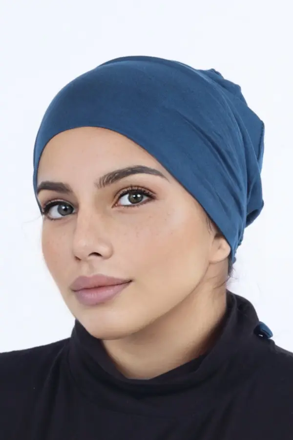 53CC955B-D973-4789-A462-ECBCFC7DBD2F Teal Comfort Fit Tie Back Hijab Cap - Image 1