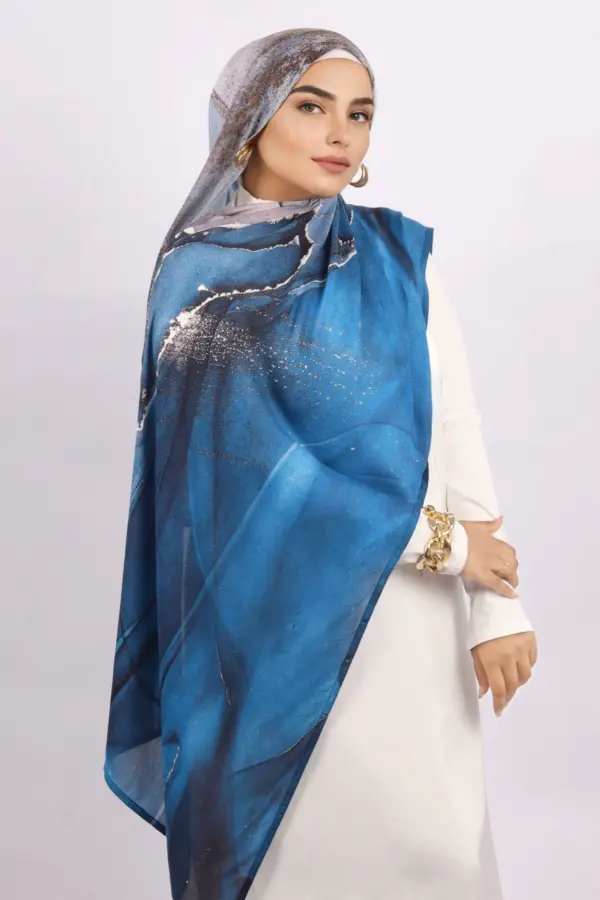 Ocean Splash Printed Modal Hijab - Image 5